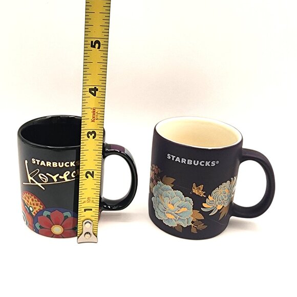 Starbucks Korea Demitasse Demi Espresso Cups 3oz Set of 2 Mugs Floral 2016 - Picture 7 of 8